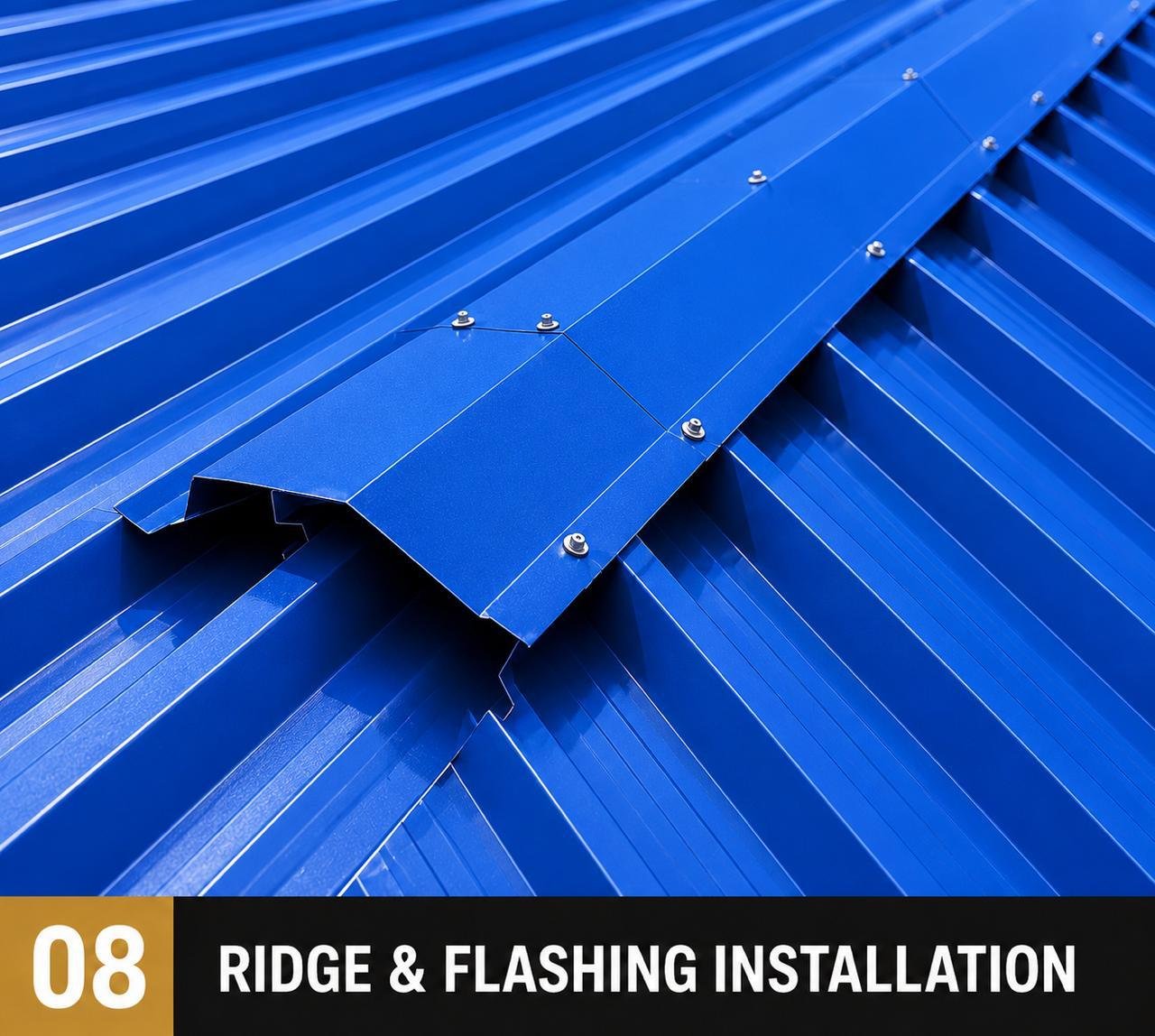Step 08 — Ridge & Flashing Installation